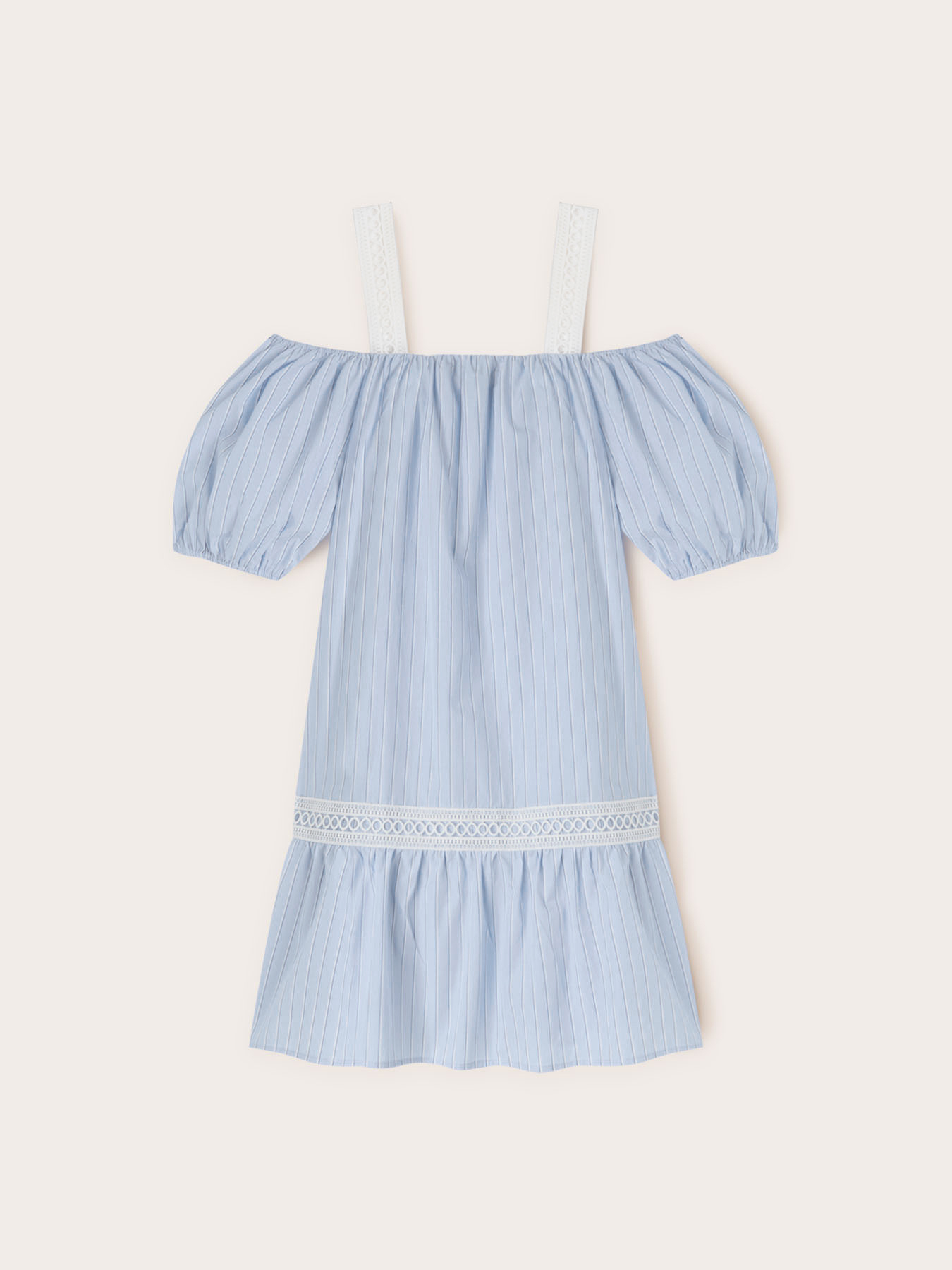 Striped poplin dress with ruffle image number 4