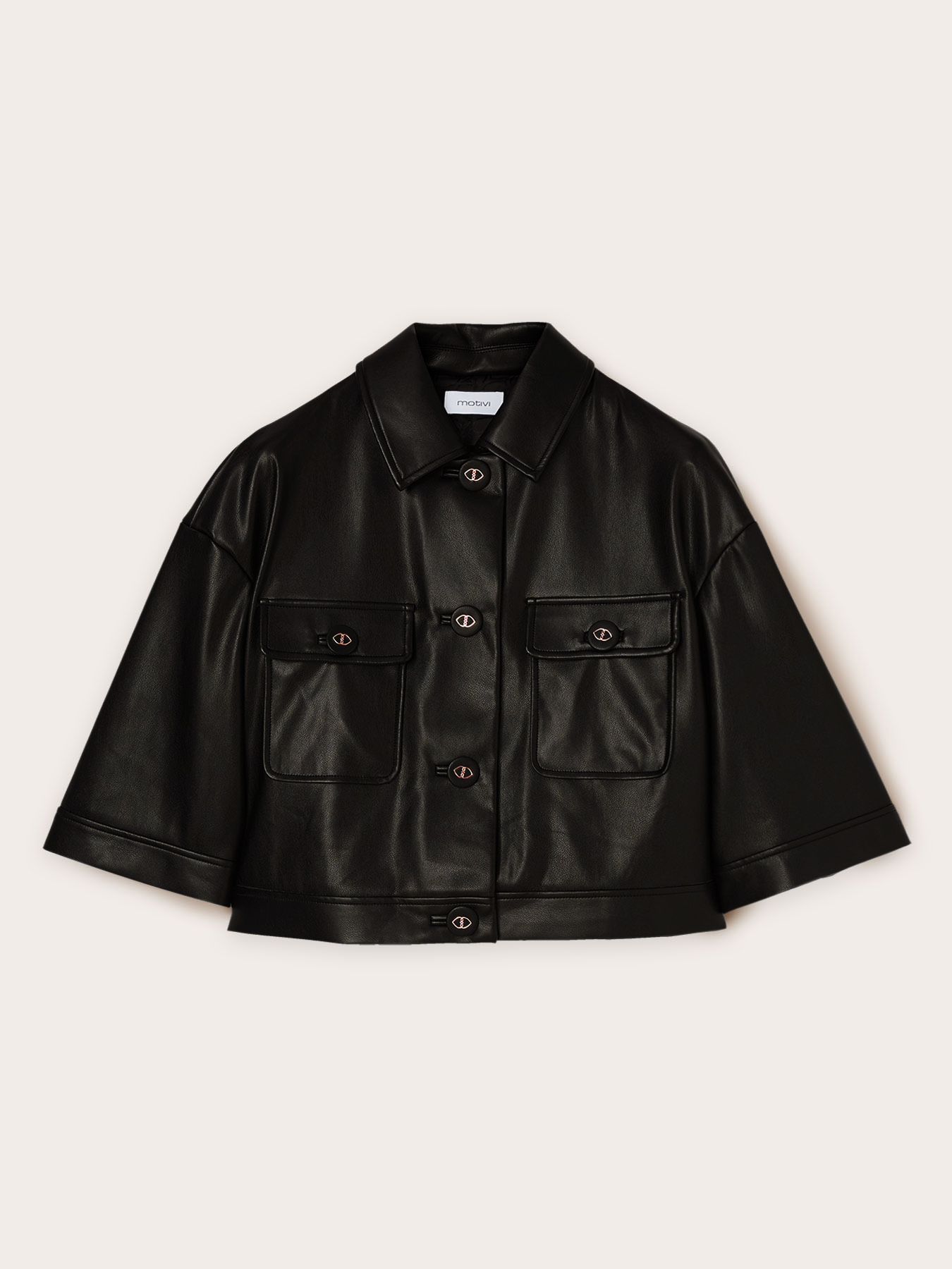 Giacca cropped con colletto in tessuto spalmato image number 4