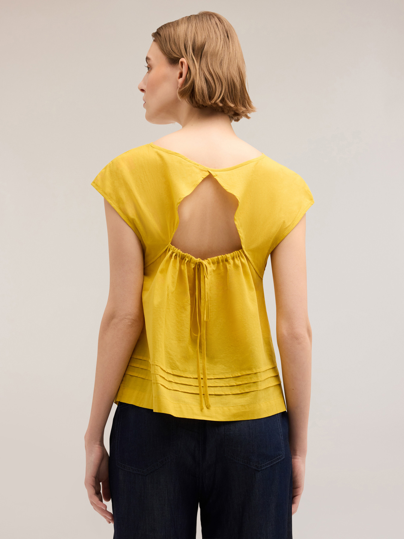 Voile blouse with back cut-out feature image number 1