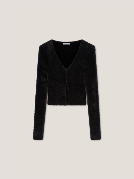 Kurzer Cardigan in Pelz-Optik