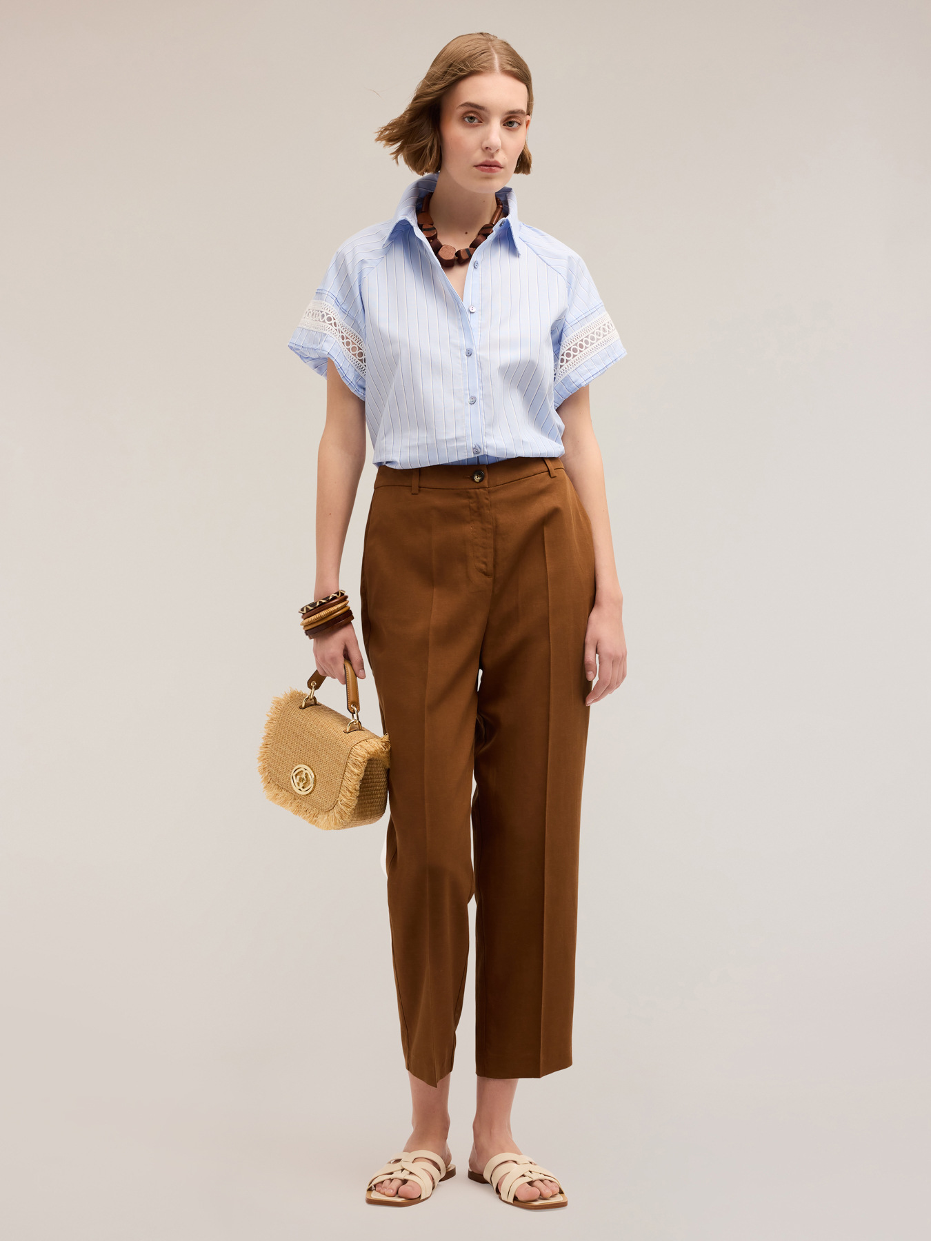 Gestreiftes Hemd mit bestickten &Auml;rmeln image number 3