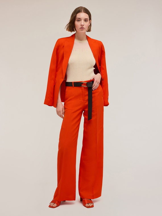 Pantaloni wide leg misto lino
