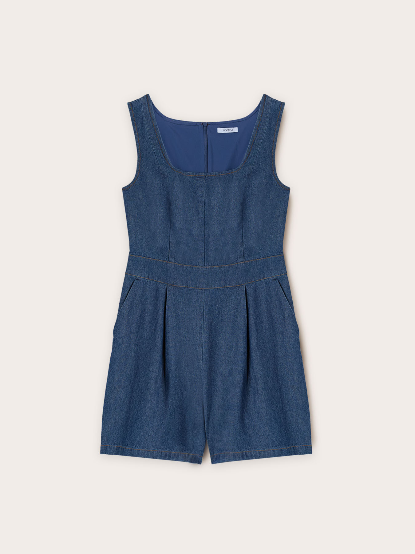 Mono corto en denim con mezcla de lyocell image number 4