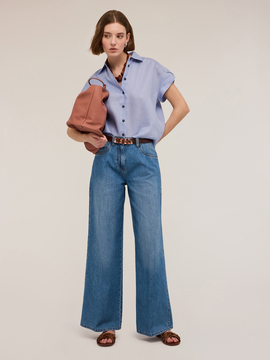 Wide leg light blue jeans
