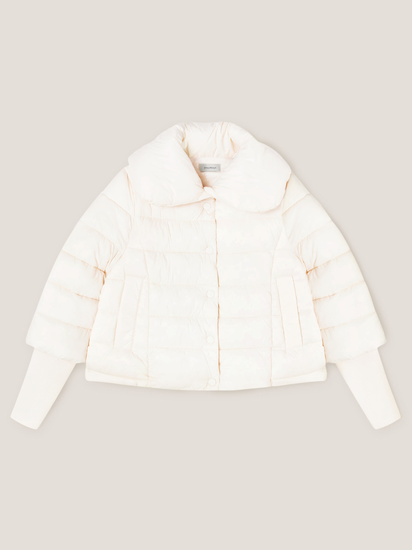 Kurze Lightweight-Daunenjacke mit Strickb&uuml;ndchen image number 3