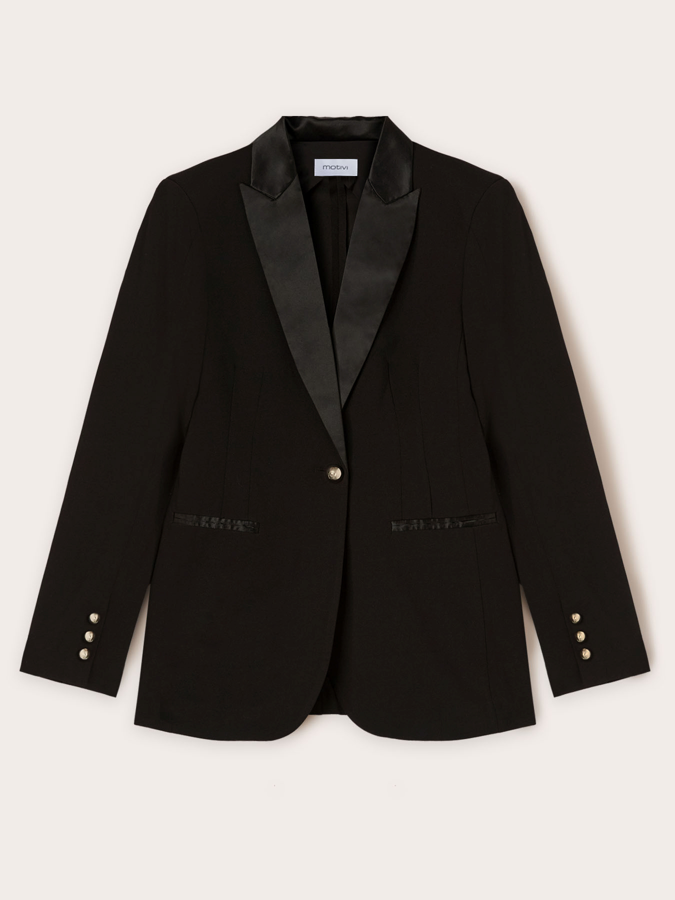 Chaqueta con botonadura simple y aplicaciones de raso image number 4