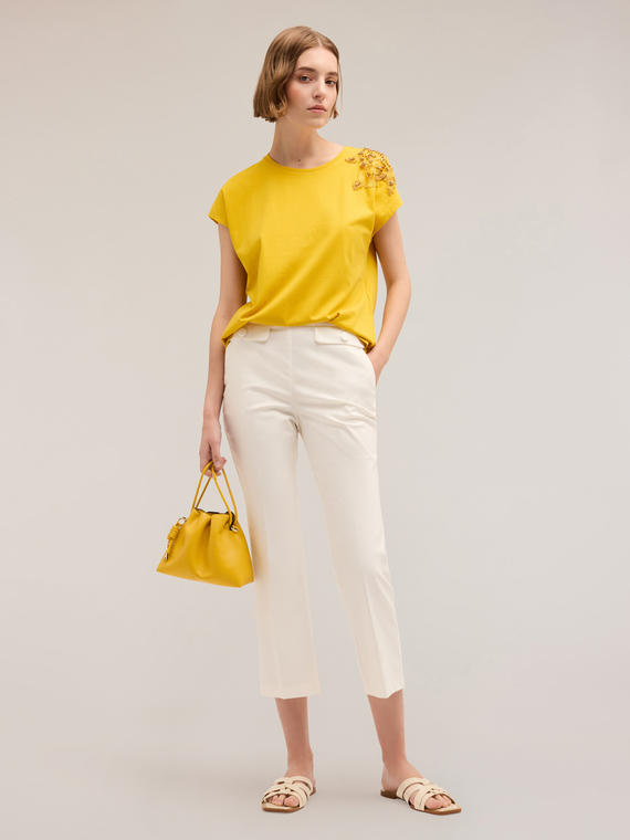 T-shirt with embroidered patch