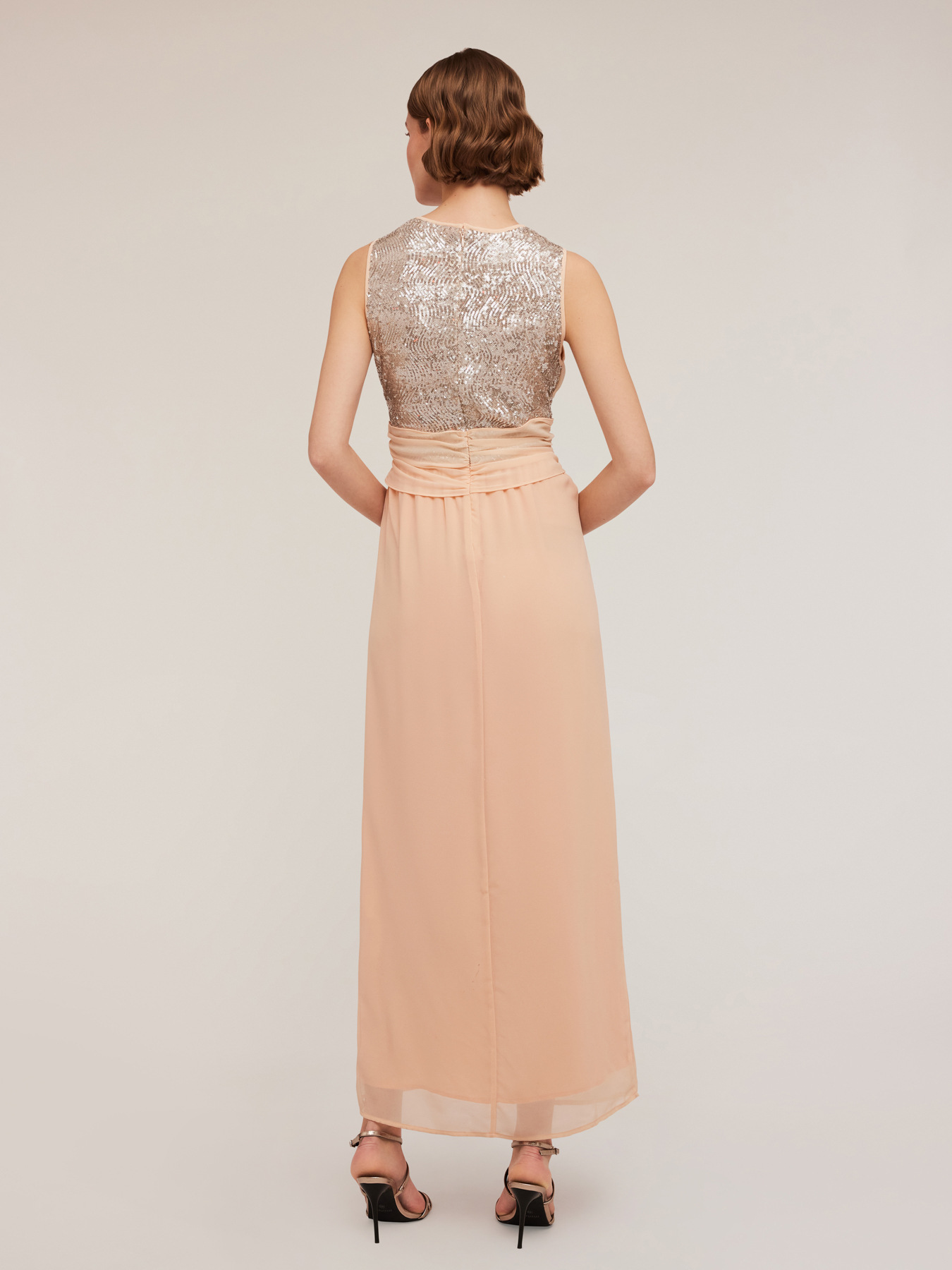 Long peplum dress with full sequin bodice image number 1