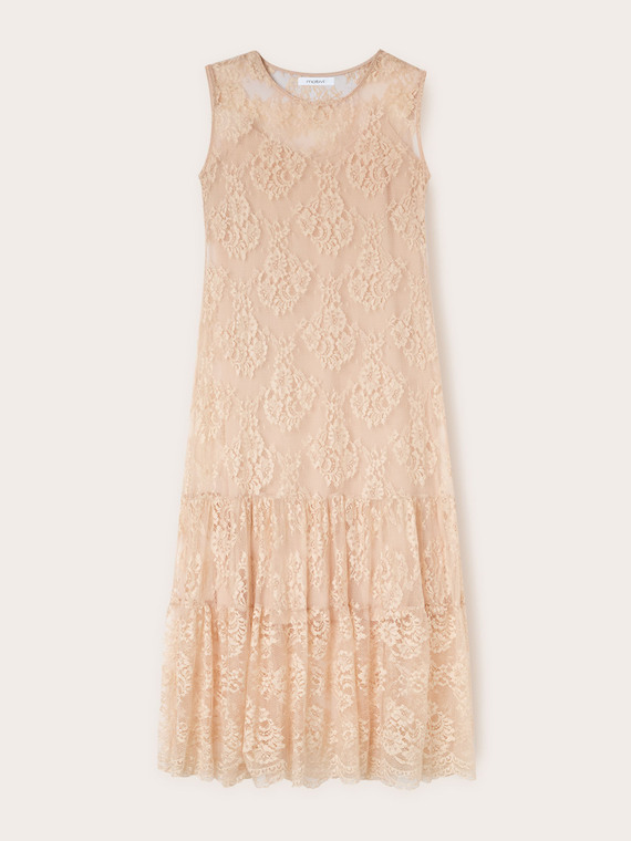 Vestito lungo in pizzo con sottoveste