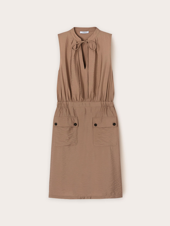 Mini dress with satin pockets