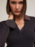 Lurex knit ribbed polo shirt image number 3