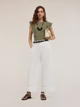 Pantaloni wide con dettaglio ajour&eacute;