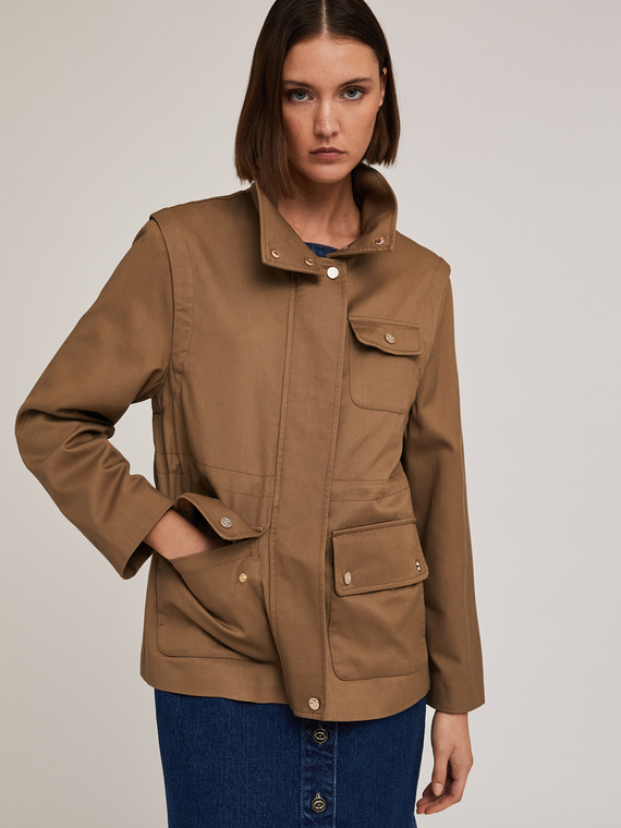 Parka misto lyocell con maniche staccabili