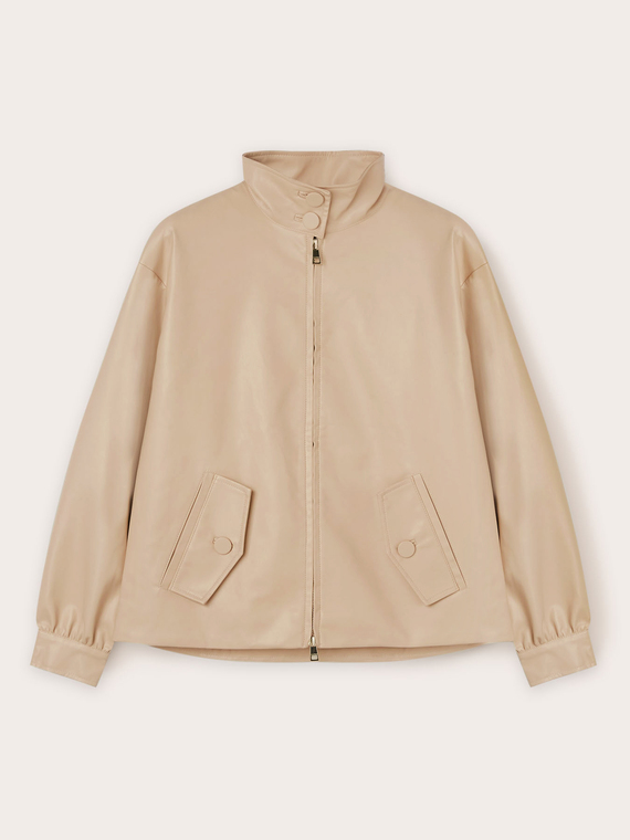 Bomber in tessuto spalmato effetto nappa