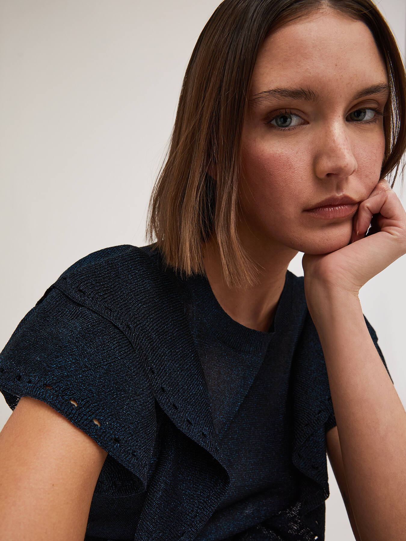 Lurex sweater with flounces image number 2