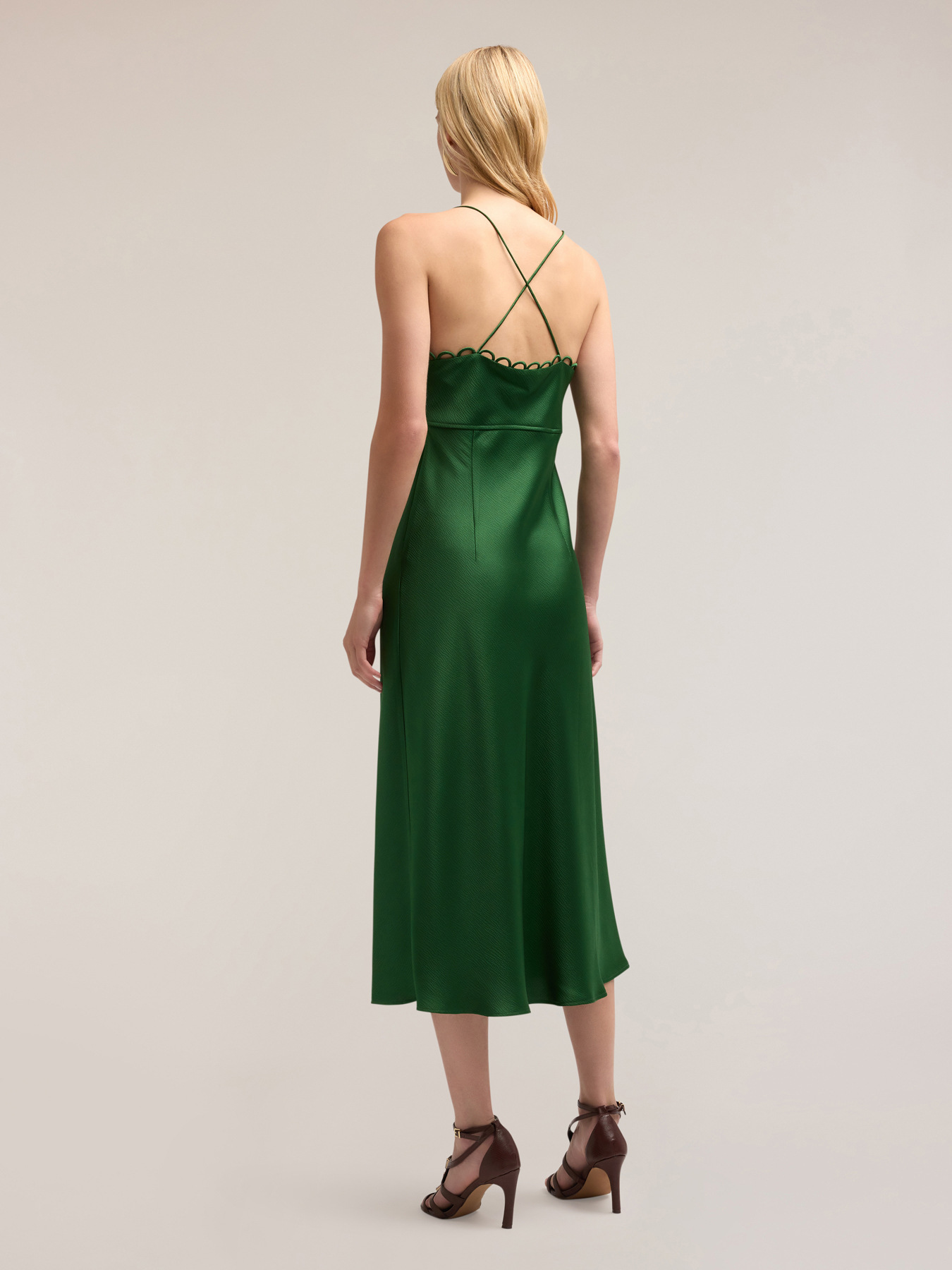 Satin midi dress image number 1