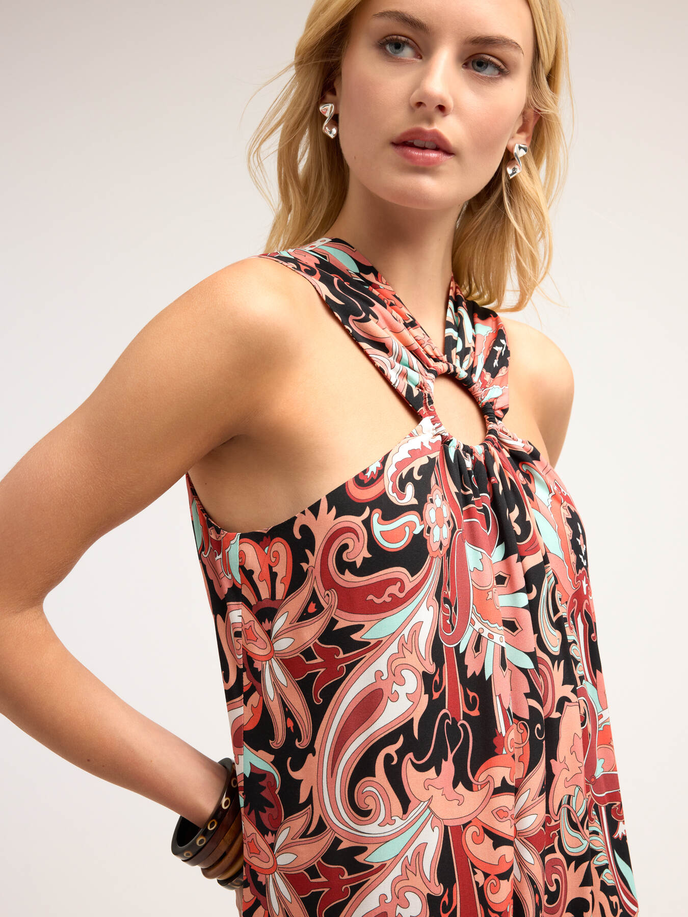 Vestido largo con estampado &eacute;tnico image number 3