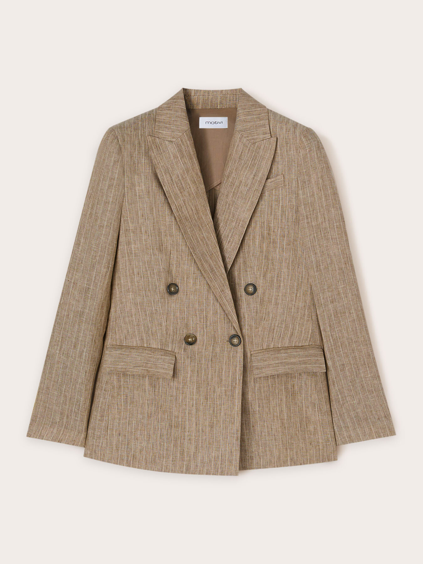 Zweireihiger Blazer mit Nadelstreifen aus Leinen image number 4