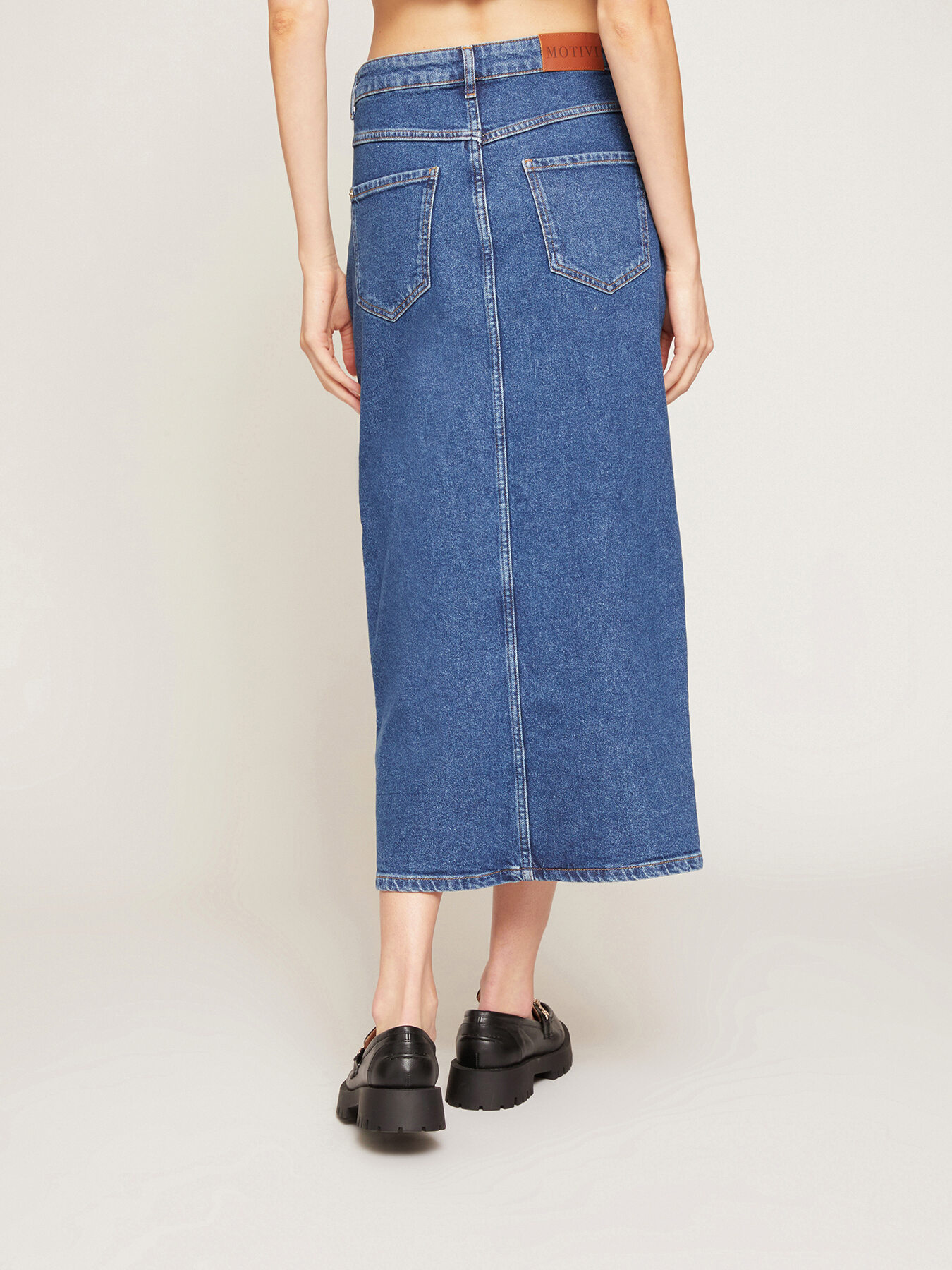 Jupe longue avec fente en denim image number 1