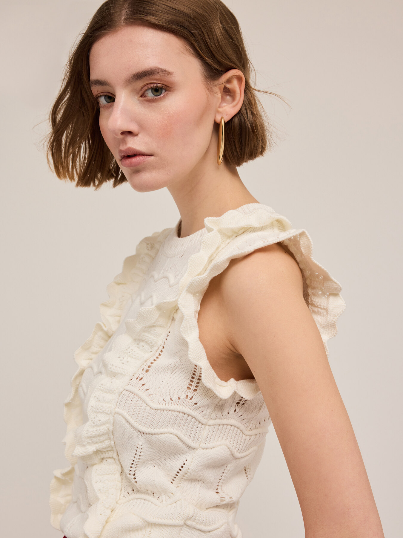 Top aus Strickstoff mit R&uuml;schen image number 3