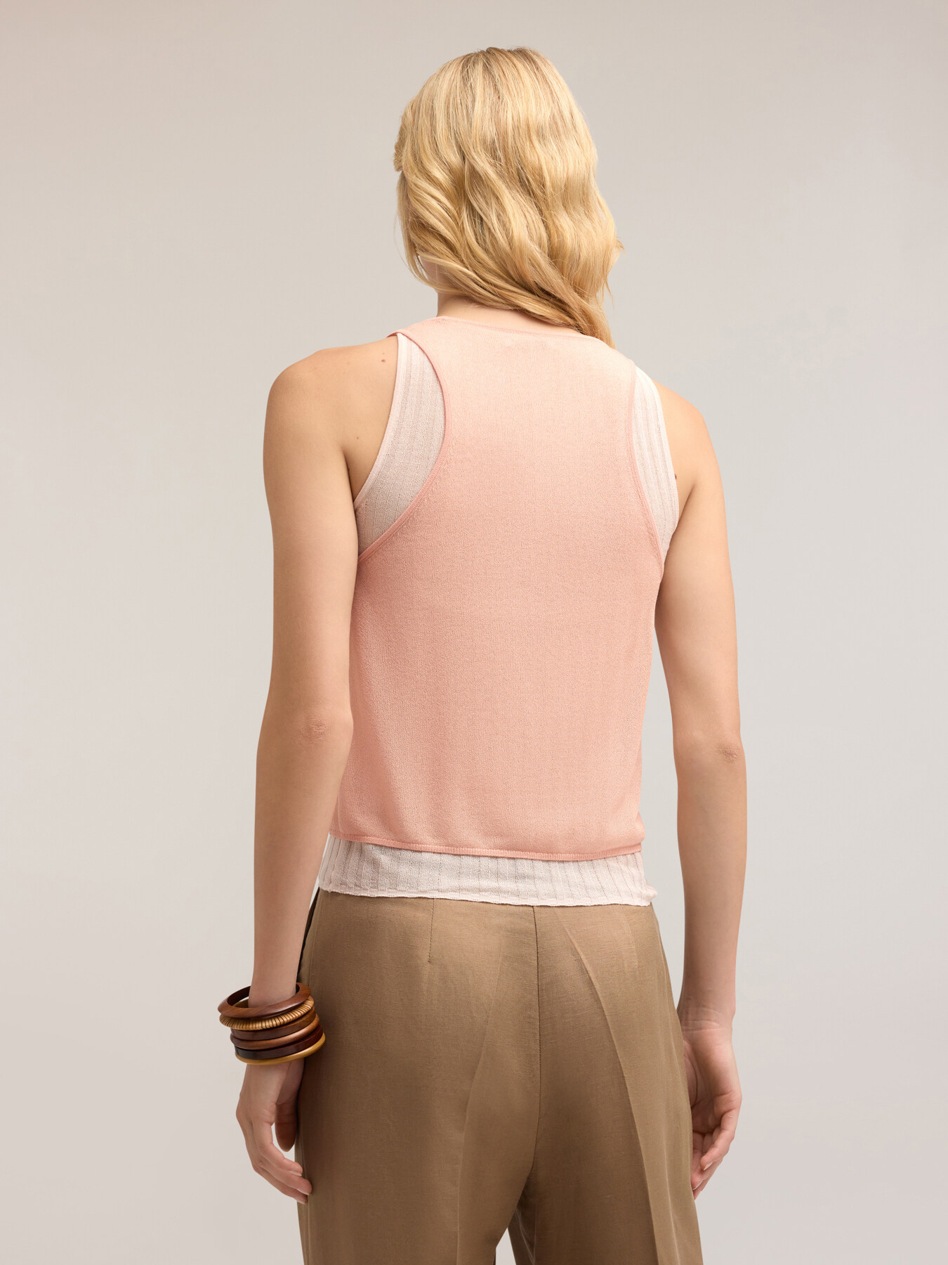 Jersey top with ribbed tank top image number 1