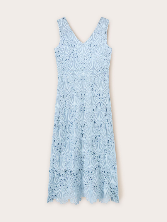 Robe midi en dentelle macram&eacute;