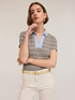 Striped t-shirt with stone-embroidered collar image number 2