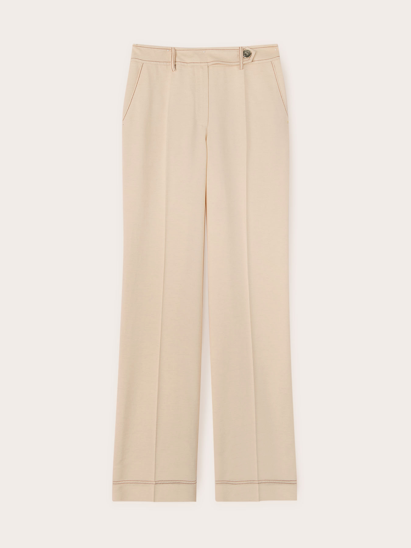 Pantalones wide con pespuntes en contraste image number 4