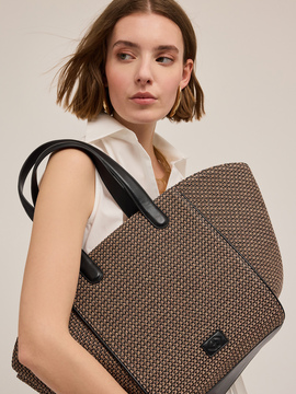 Shopping bag woven armure cloth effect with handles