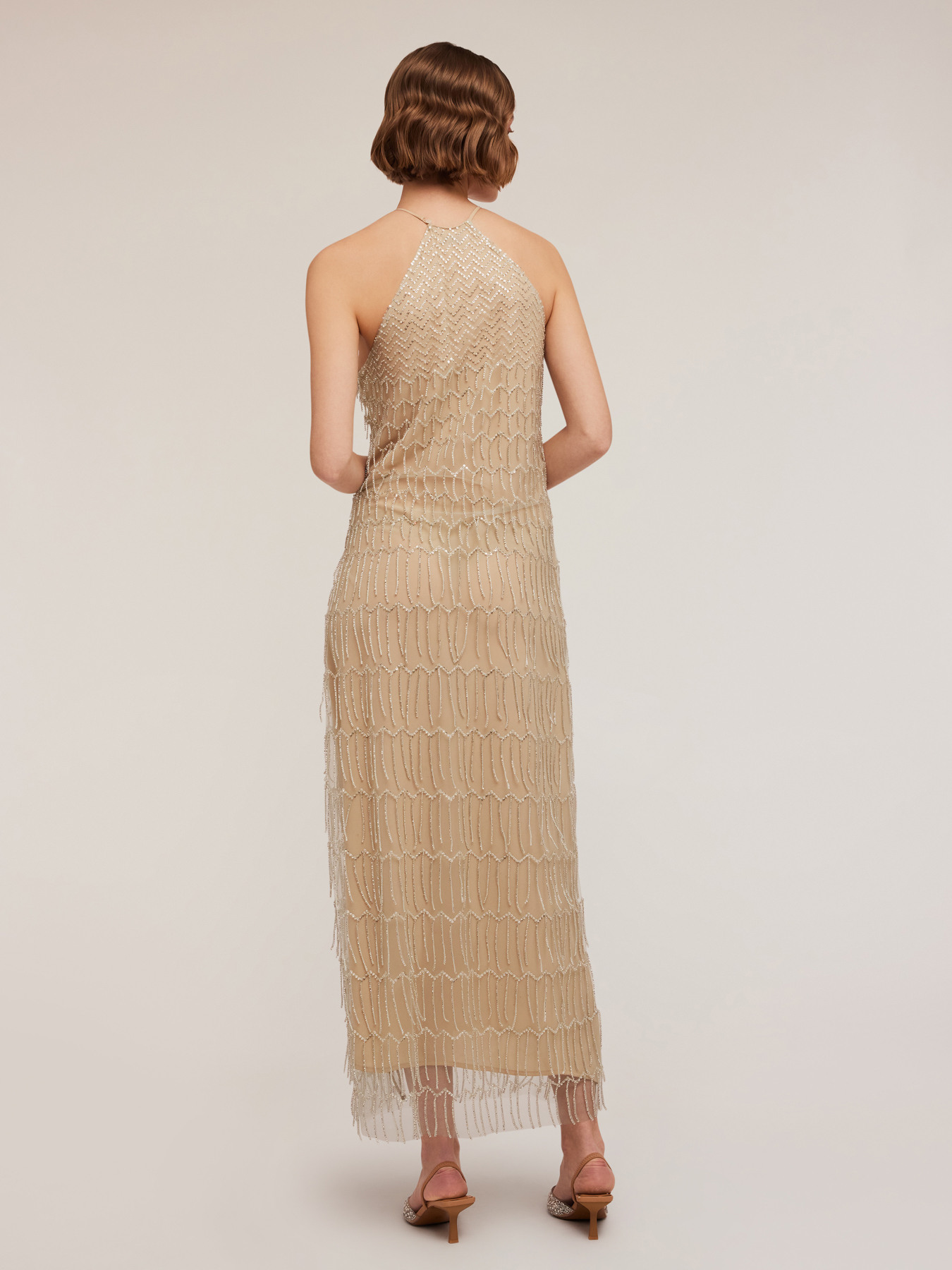 Vestido bordado con flecos image number 2