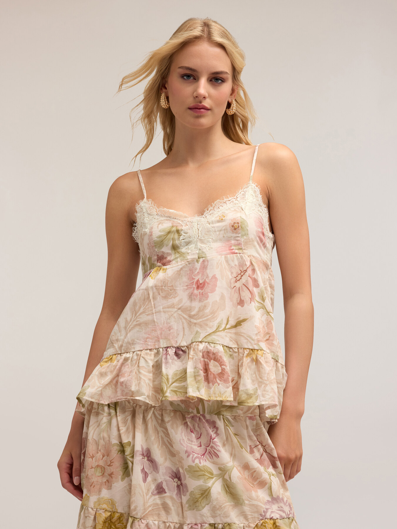 Top en mousseline de coton motif &agrave; fleurs image number 0