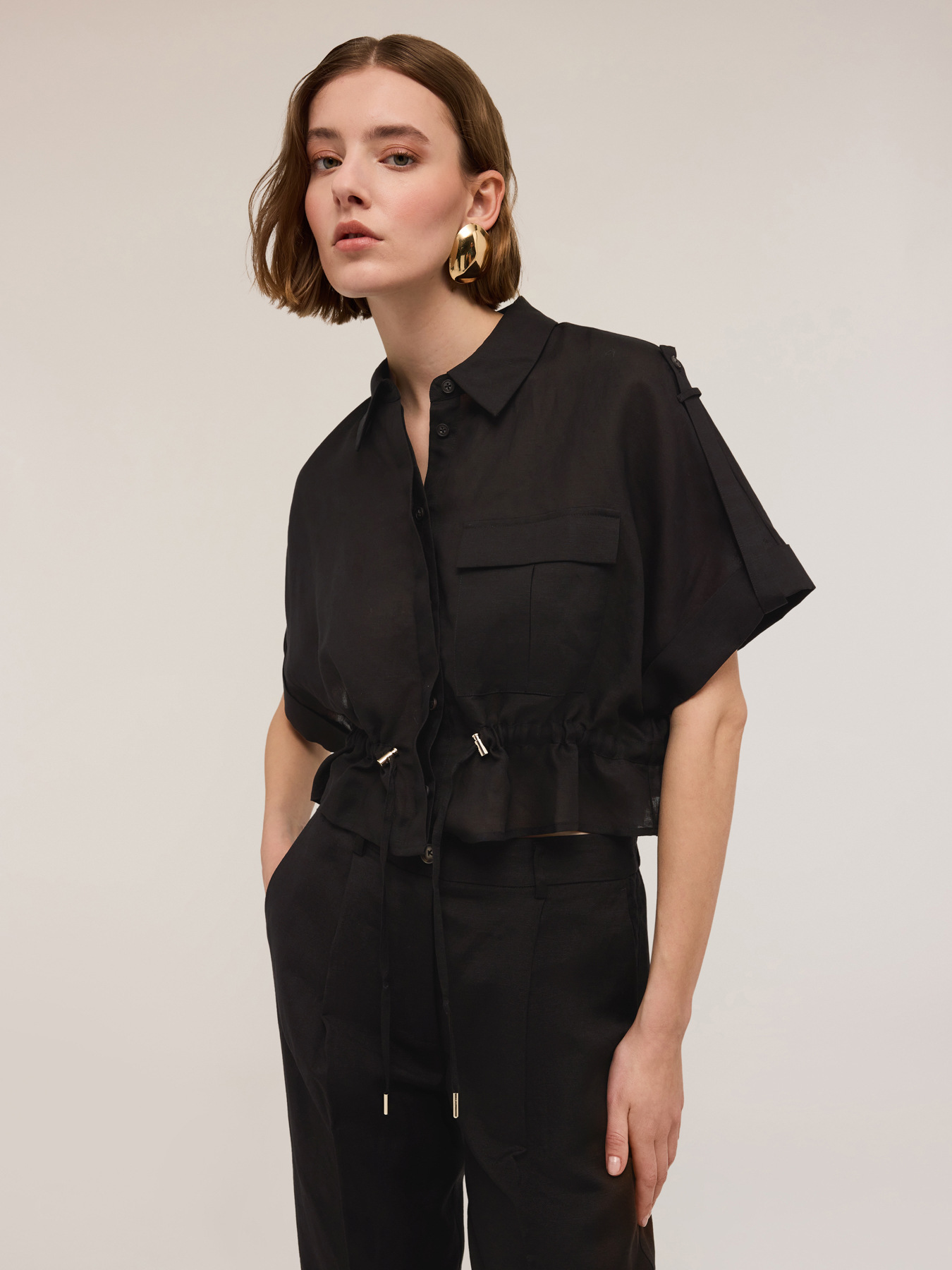 Kimono-Hemdbluse mit Tunnelzug image number 2