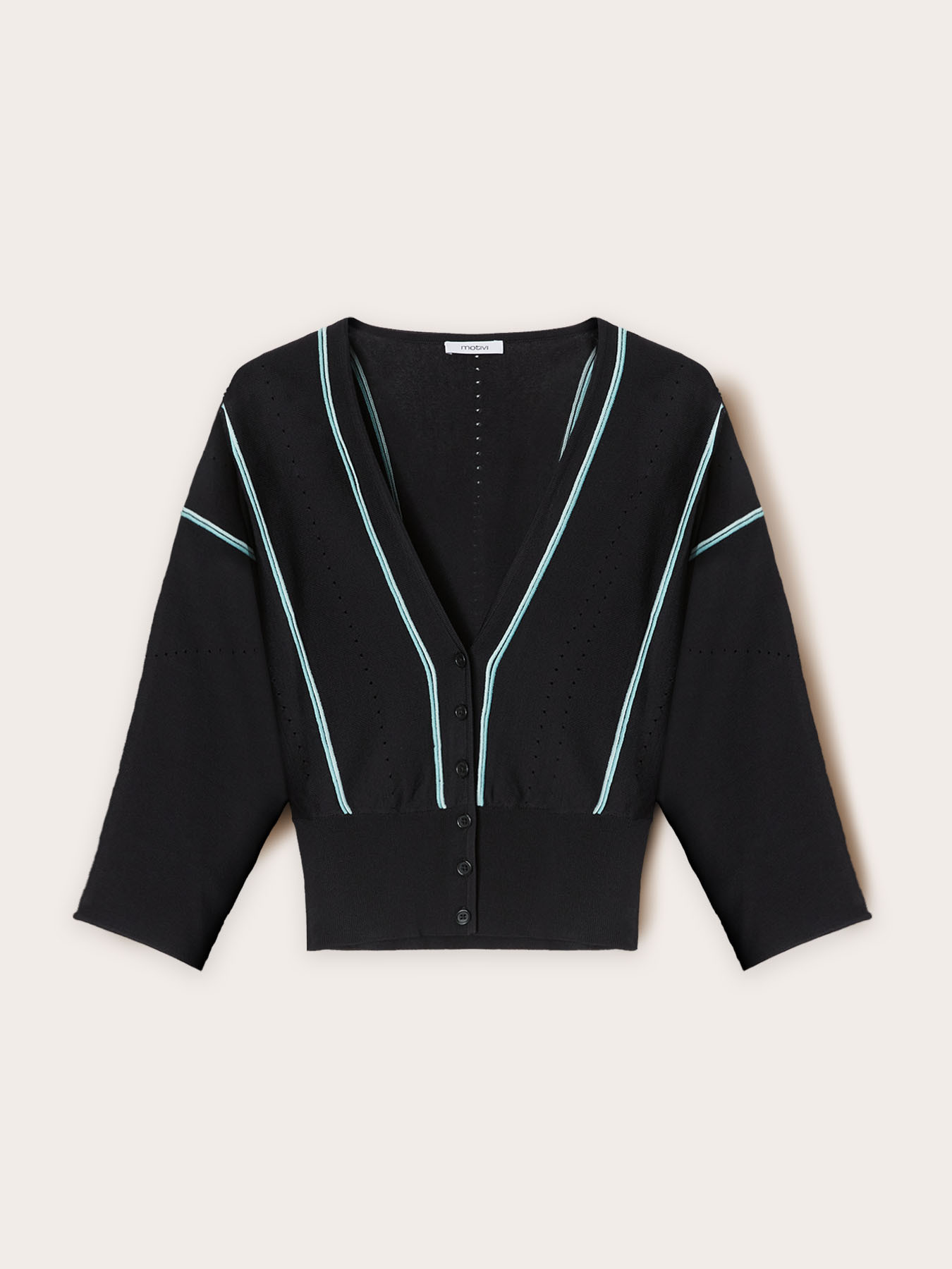 Short striped knit cardigan image number 4