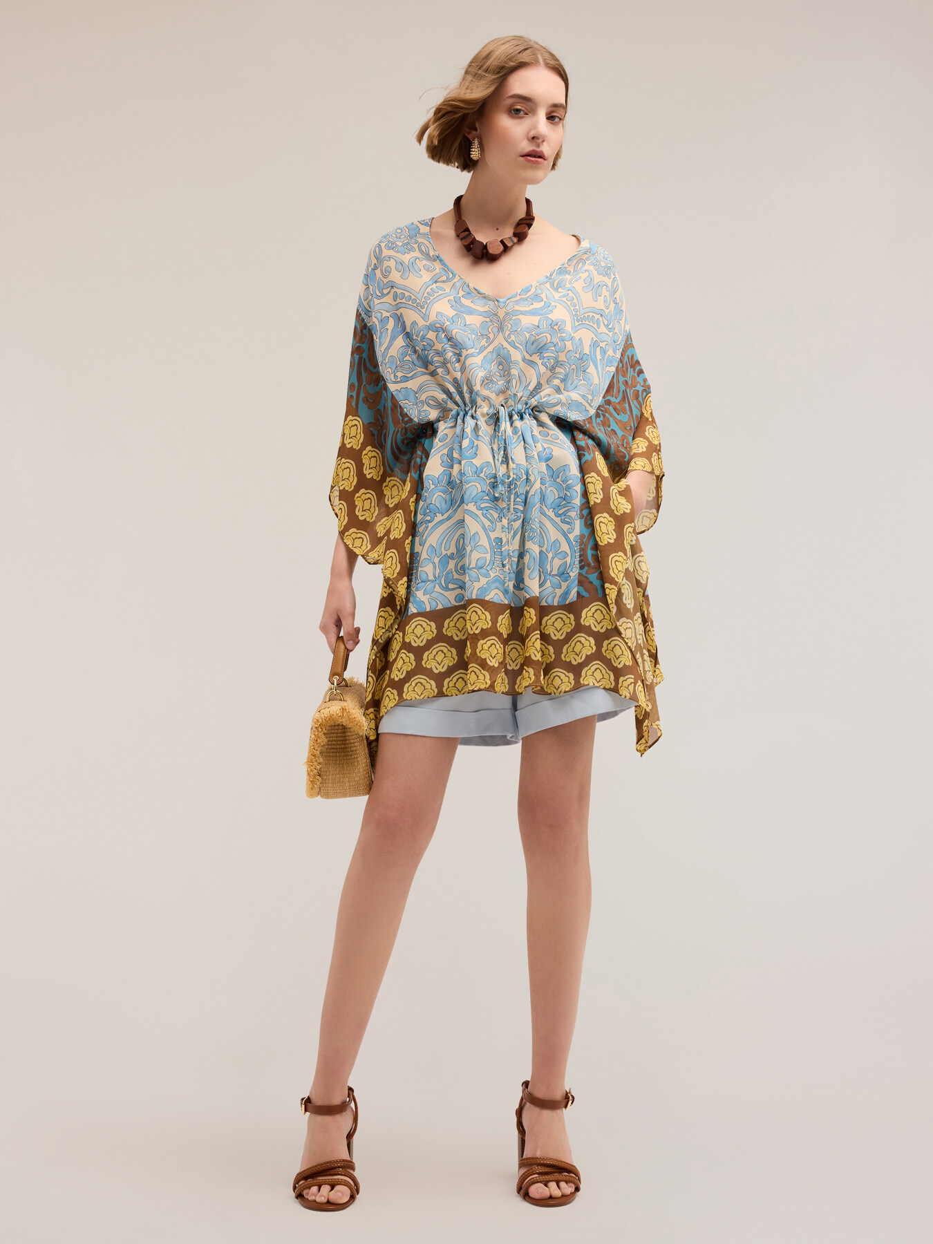 Printed chiffon poncho image number 0