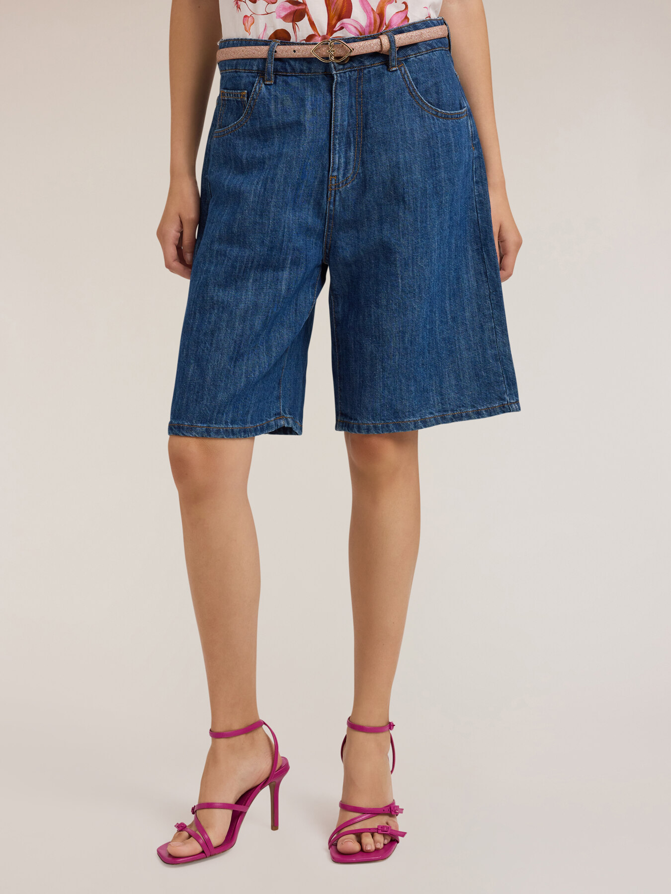 Bermuda in denim misto lino image number 2