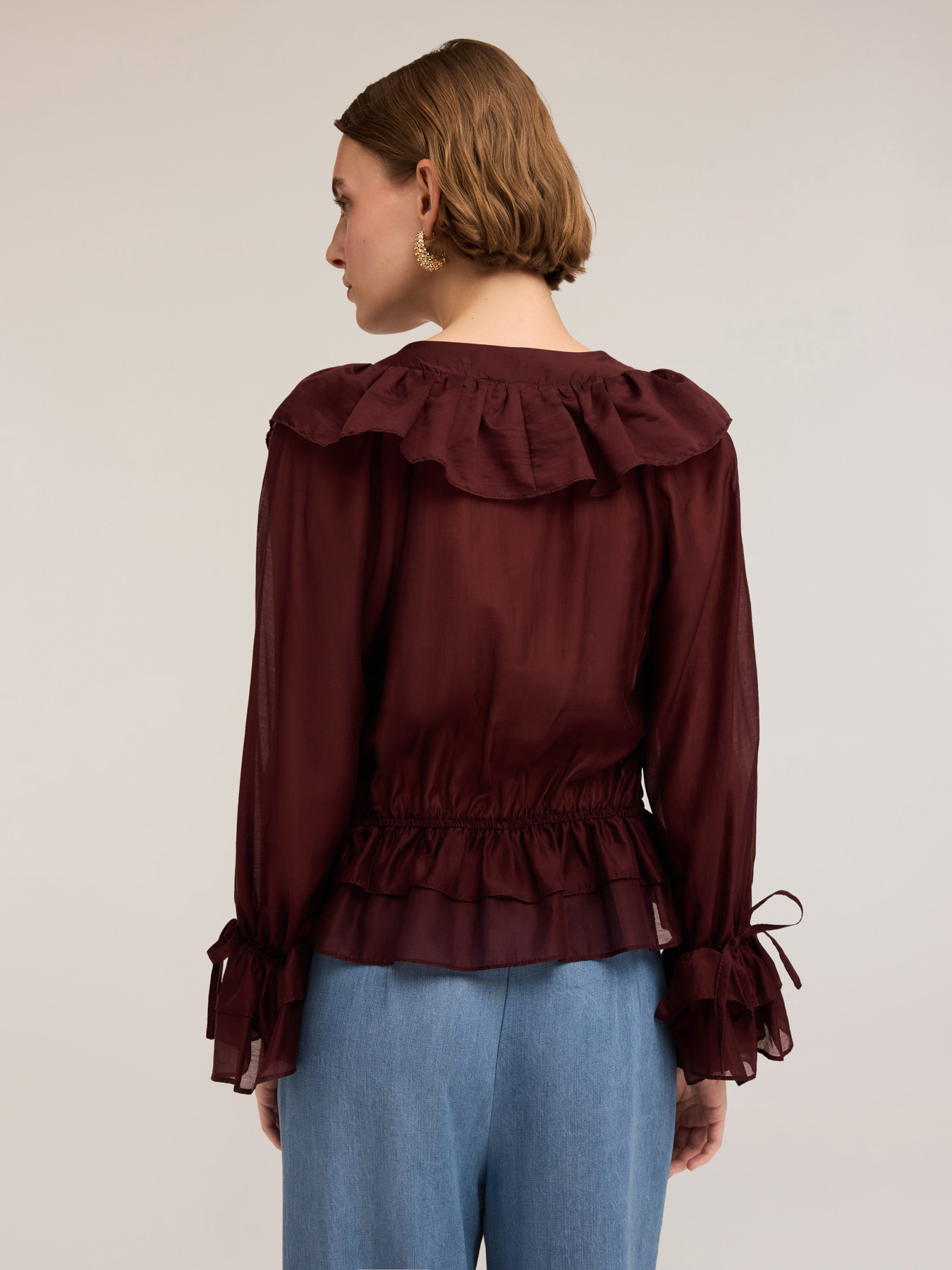 Blouse en voile &agrave; volants image number 1