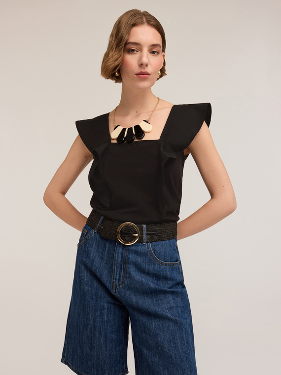 Top in jersey con volant