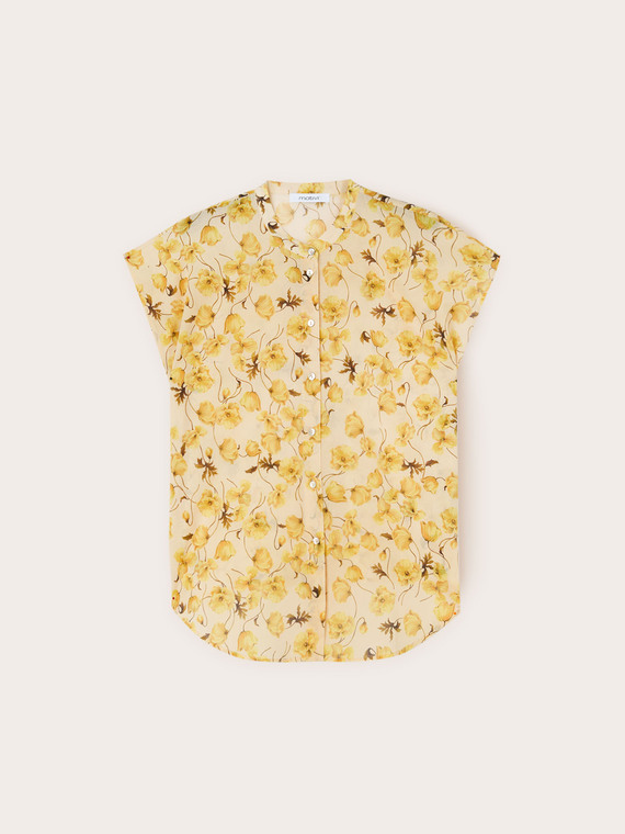 Chemise &agrave; col mao avec imprim&eacute; floral