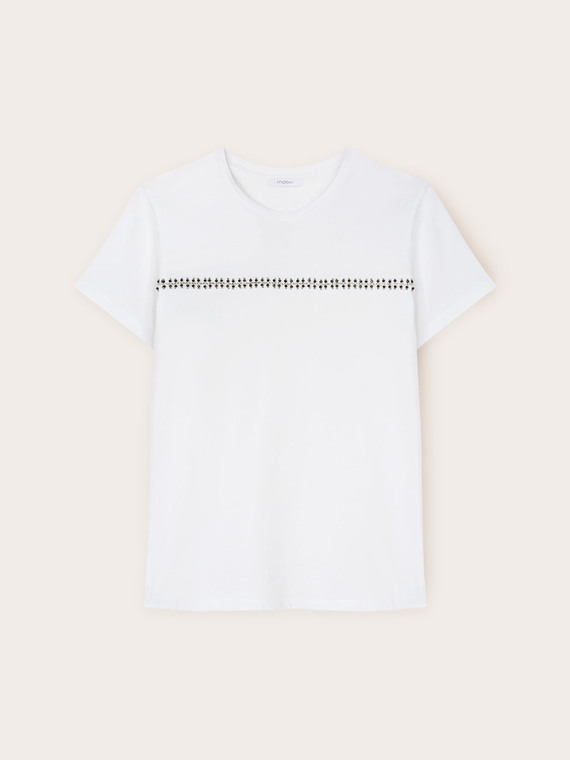 Camiseta con bordado de cristales