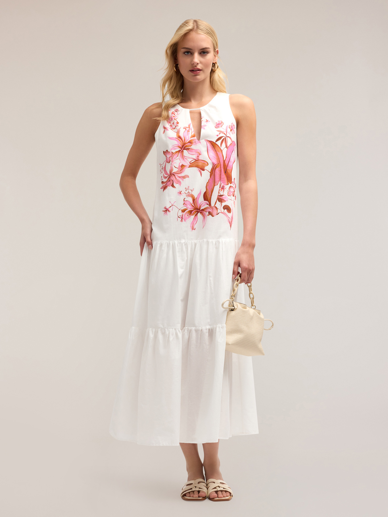 Tiered maxi dress with floral print image number 0