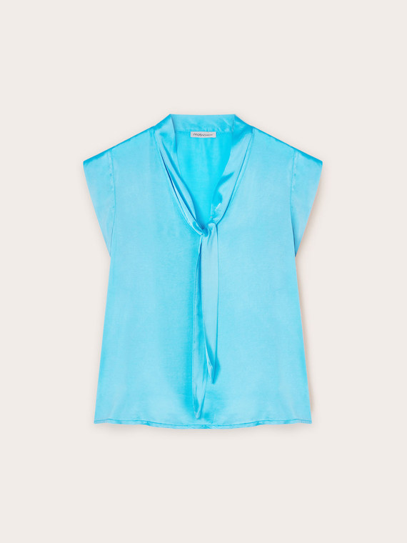 Blusa satin con fiocco