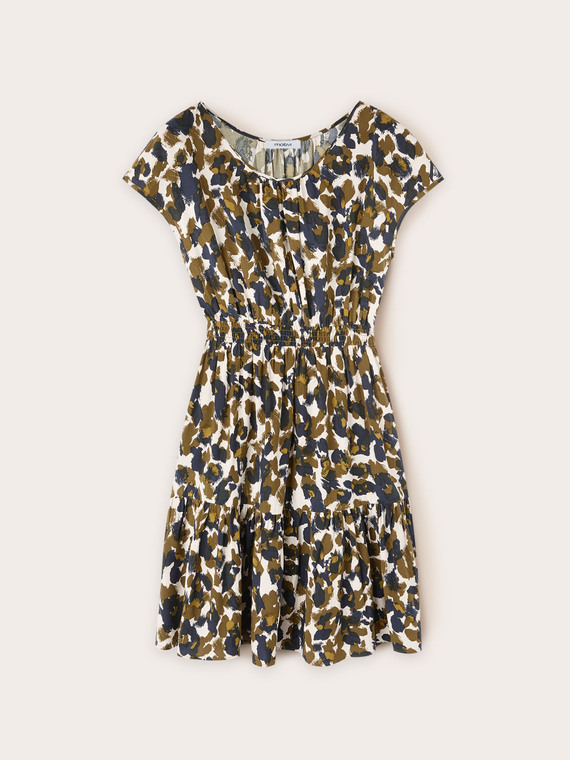 Printed short dress in lyocell blend