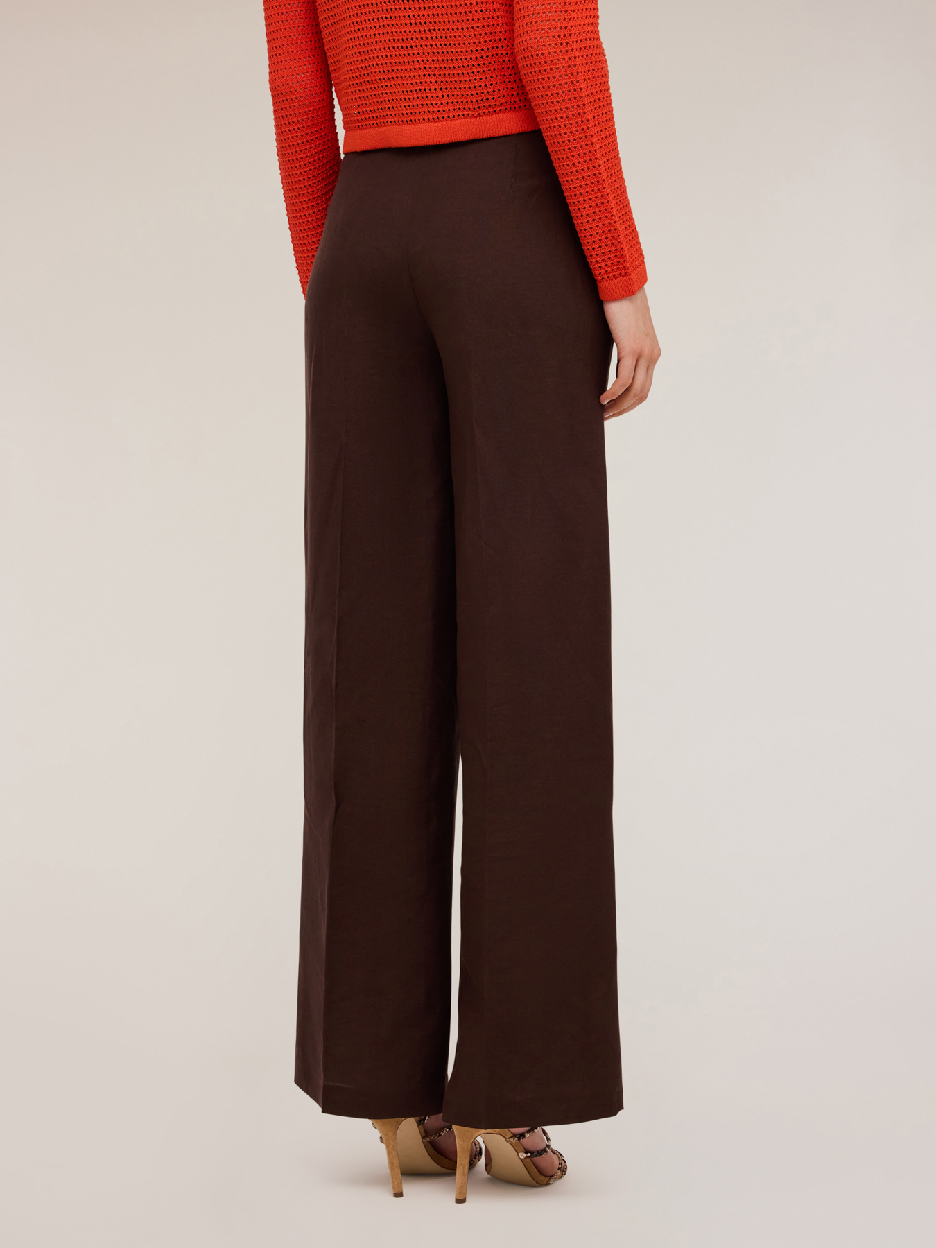 Wide leg linen blend trousers image number 1