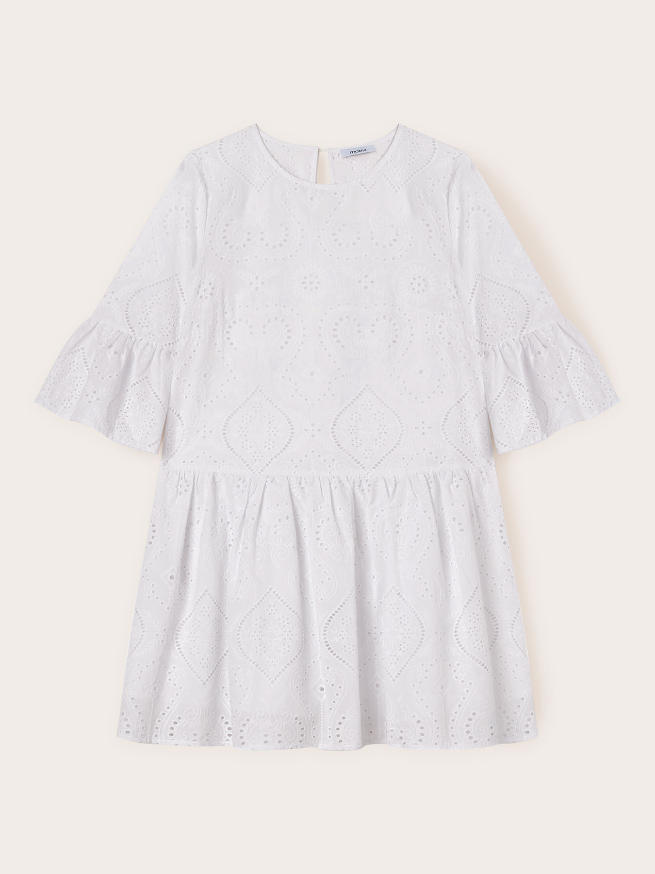 Mini-Kleid mit Lochstickerei-Volants image number 4