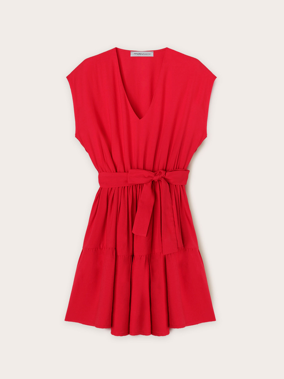 Vestito corto con balza in jersey