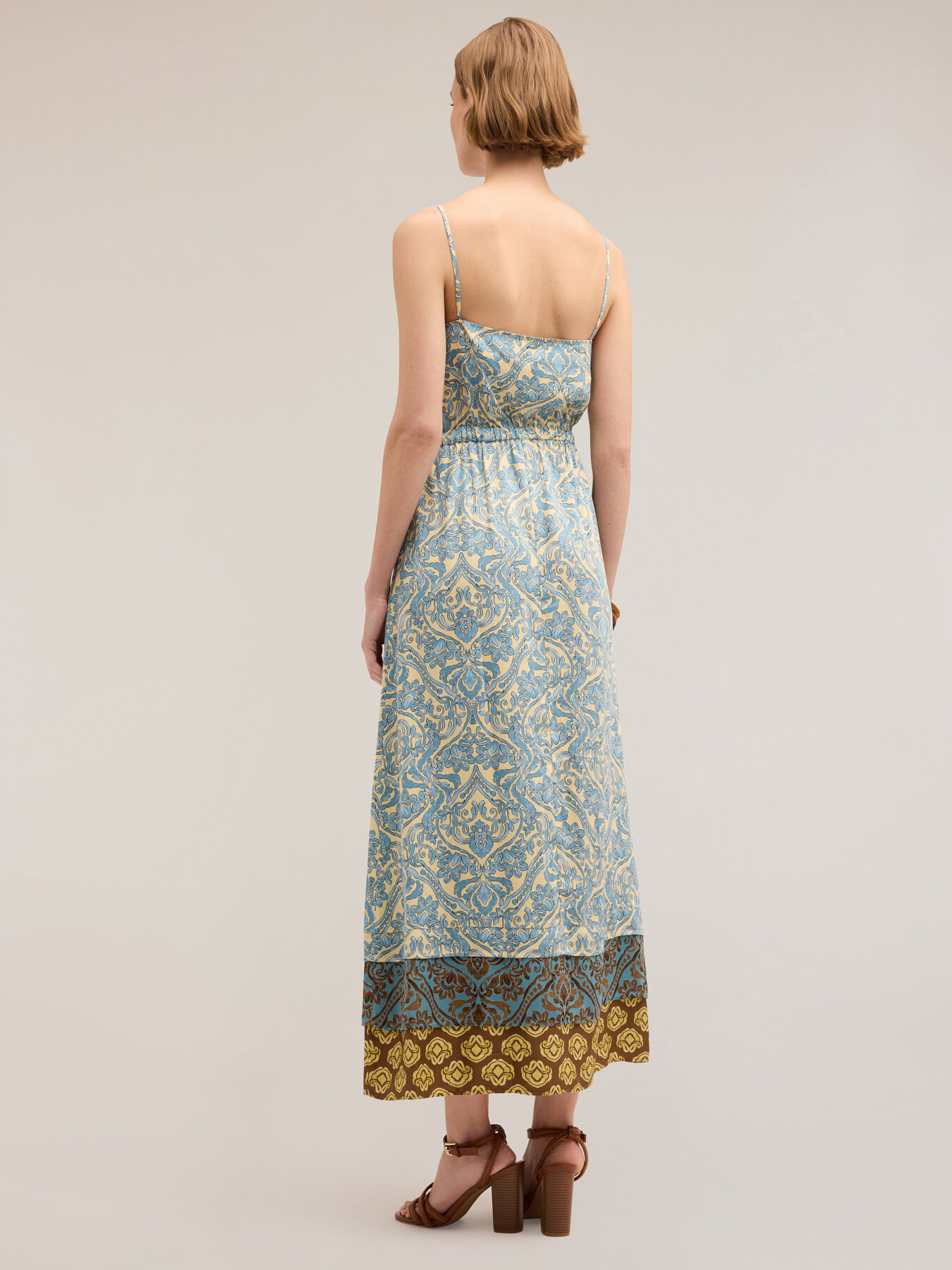 Printed satin summer dress image number 1