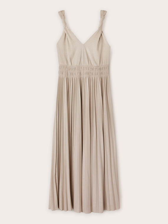 Long pleated lurex jersey dress