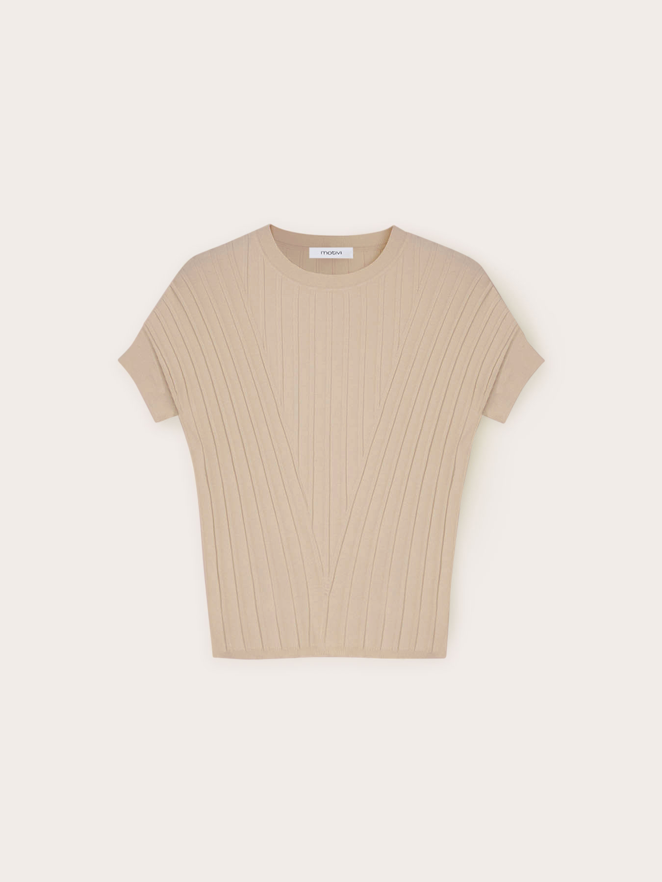 3D rib knit sweater with short sleeves image number 4