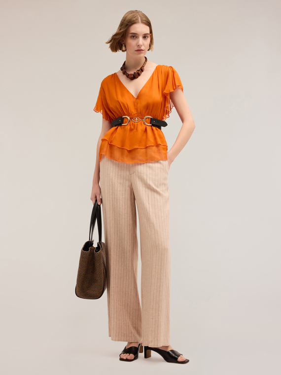 Bluse mit Kr&auml;uselungen und R&uuml;schen